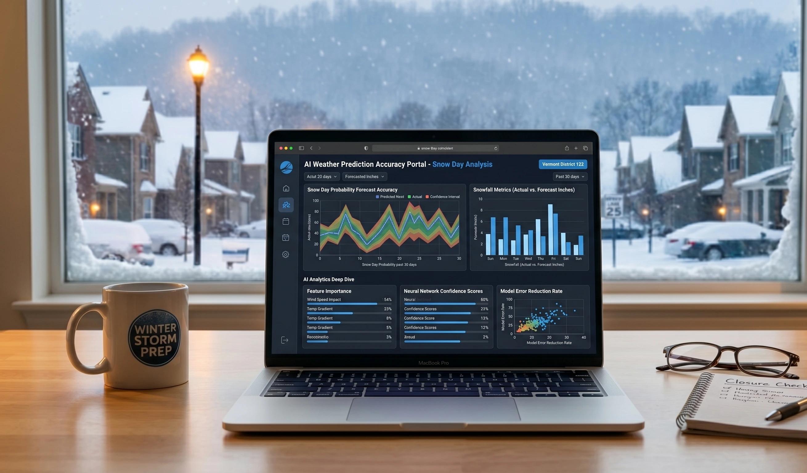 Ontario snow day calculator showing school board closure predictions during heavy winter snowfall